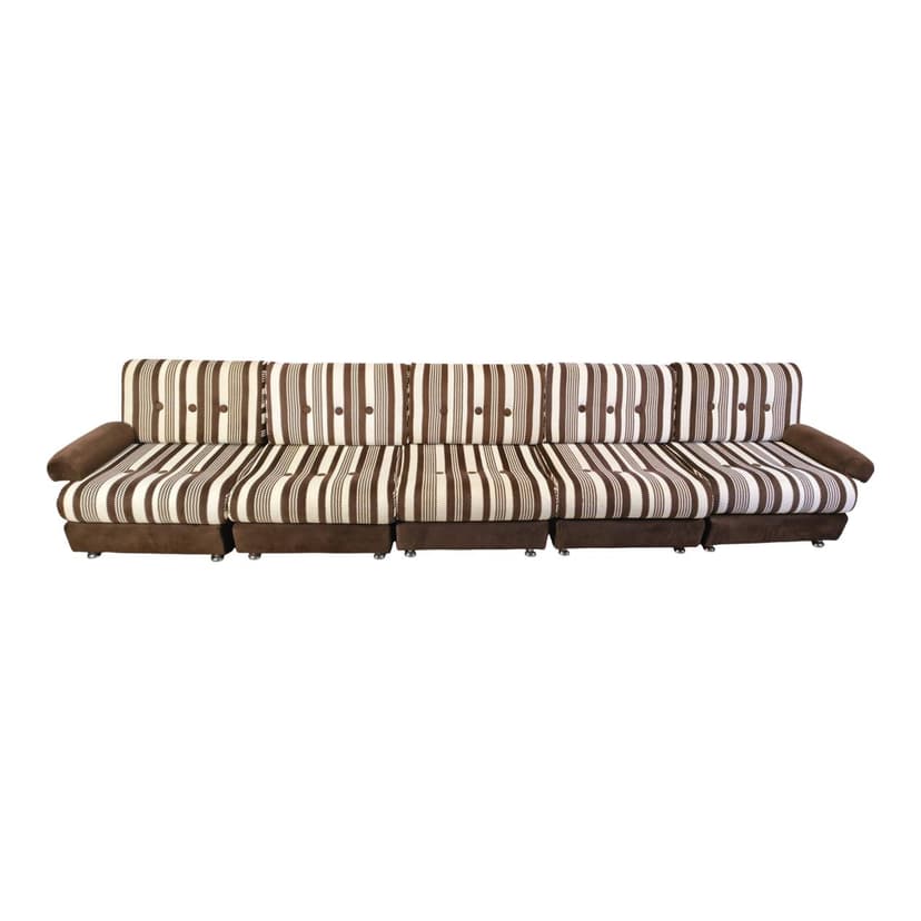 Five-piece modular sofa, brown, cream, beige fabric, Germany, 1970s.