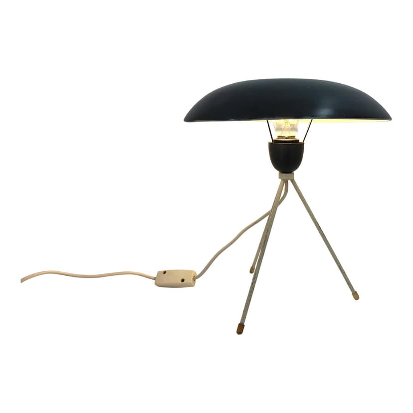 Lampa stołowa, czarny, metal, proj. L. Kalff, Philips, Belgia, lata 50.