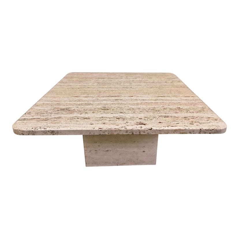 Coffee table, beige travertine, Italy, 1970s.