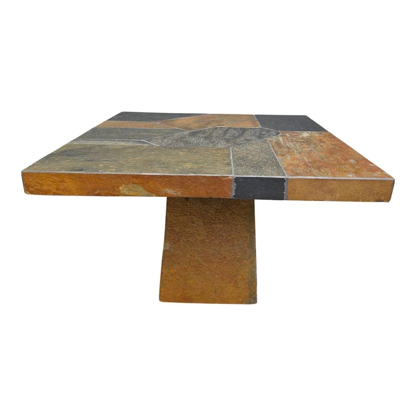 Coffee Table Brutalist, multicolor stone, plaster, Belgium, 1980s.