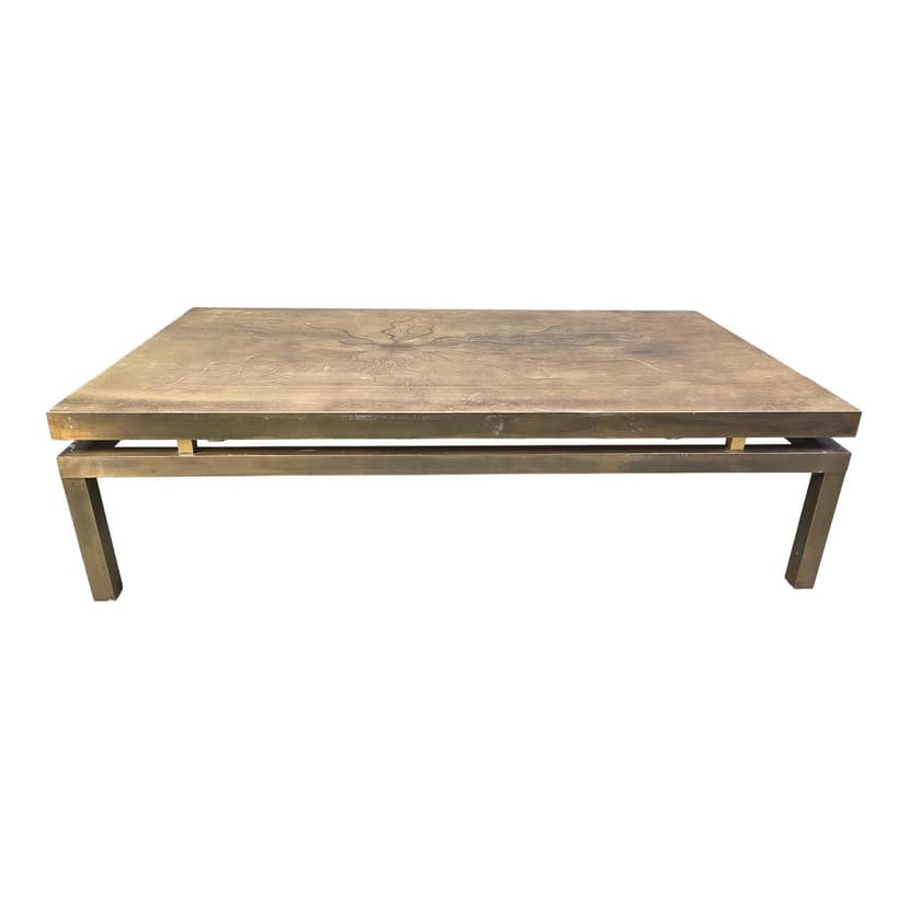 Coffee Table, gold brass, by W. Daro, Belgium, 1970s