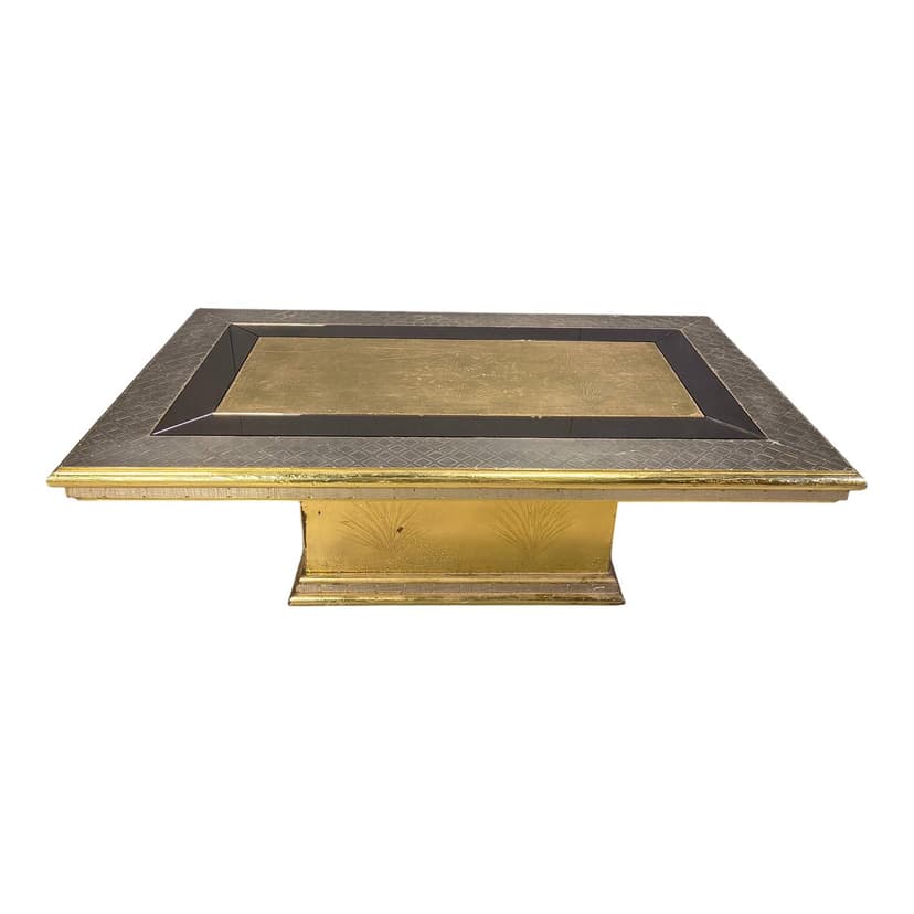Coffee Table Gony Nava, gold brass, silver bronze, Spain, 1970s.