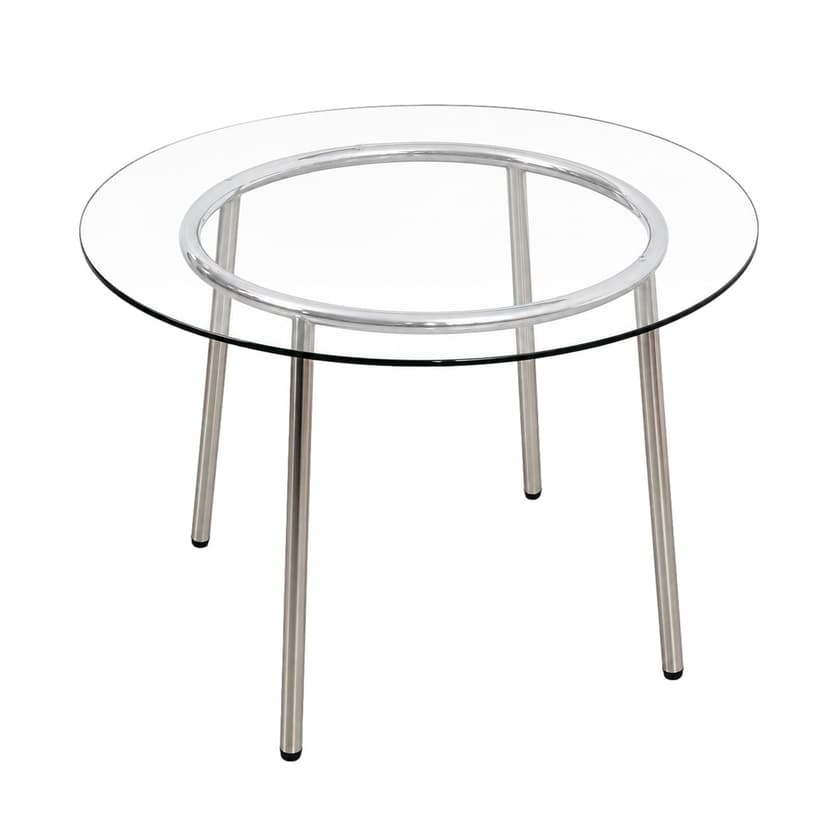 Stół SALMI, szkło transparentne, metal szary, proj. C. Öjerstam & M. Elebäck, Ikea, Szwecja, lata 90.