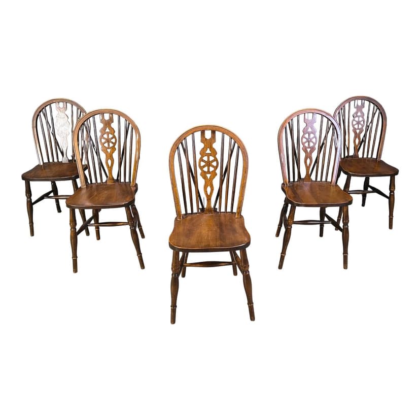 Set of five Ercol dining chairs, brown, beech, elm, United Kingdom, 1950s