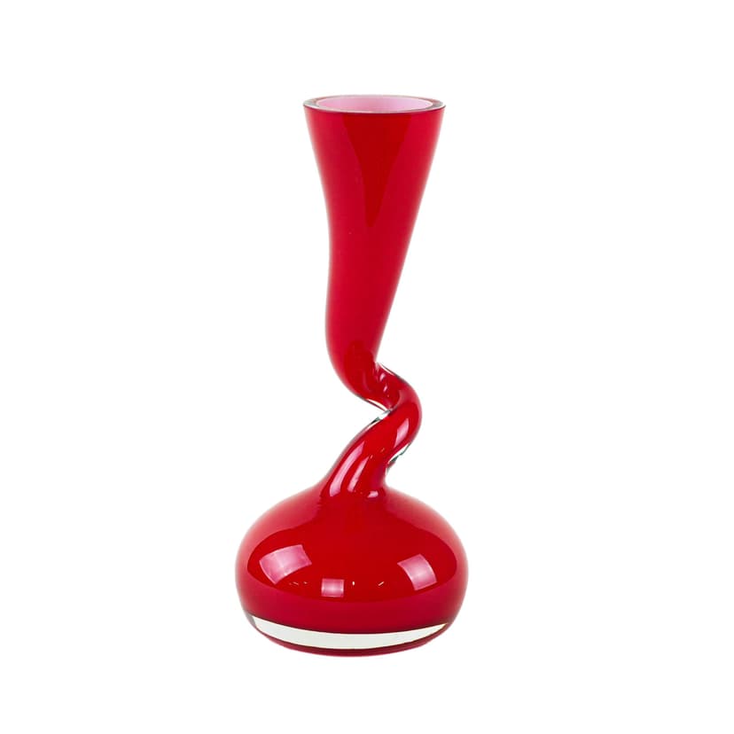 Wazon Swing Vase, czerwony, szkło, proj. B. Bonnesen, Normann Copenhagen, Dania