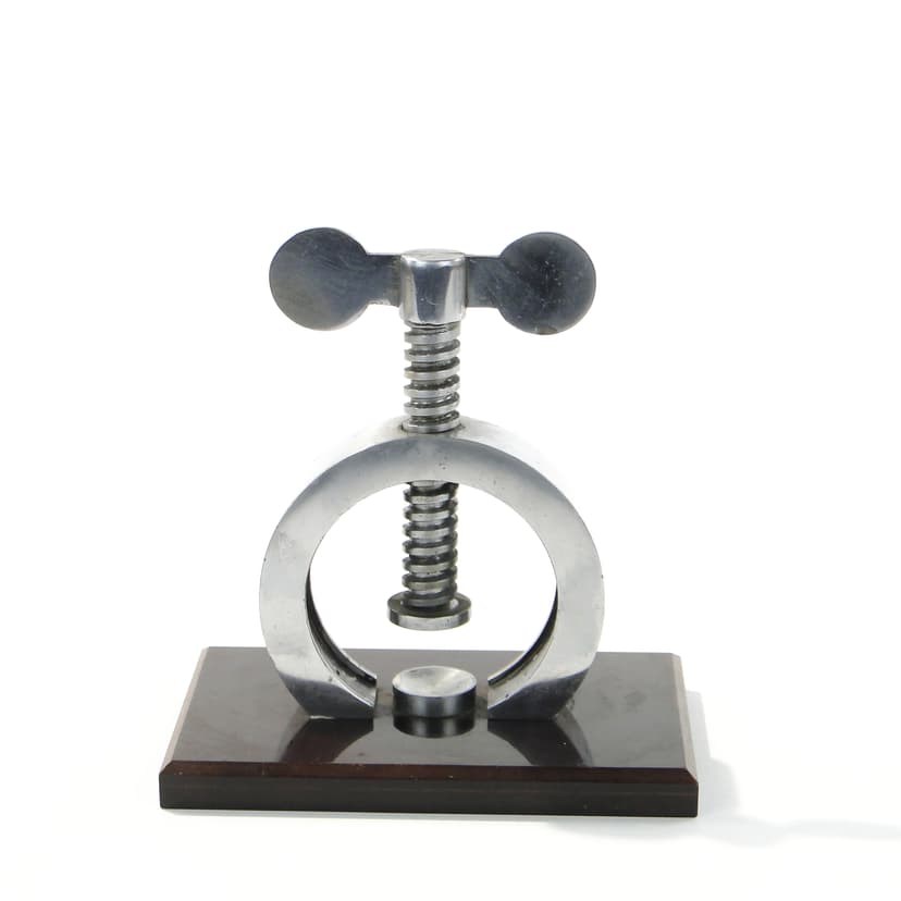 Industrial Nutcracker, silver metal, black wood, Western Europe, 1960s