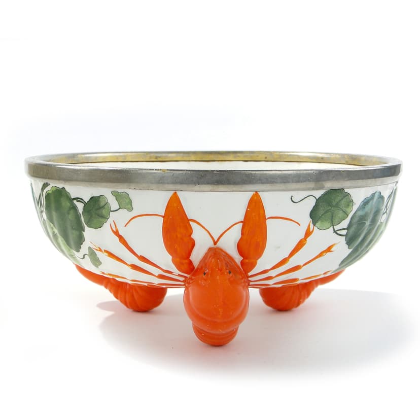 Historicist Serving Bowl, cream red-orange ceramics, France, turn of 19th/20th c.