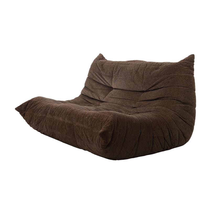 Sofa Togo, brown fabric, by M. Ducaroy, Ligne Roset, France, 1970s.