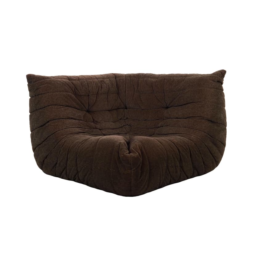 Corner sofa Togo, brown fabric, by M. Ducaroy, France, 1970s.