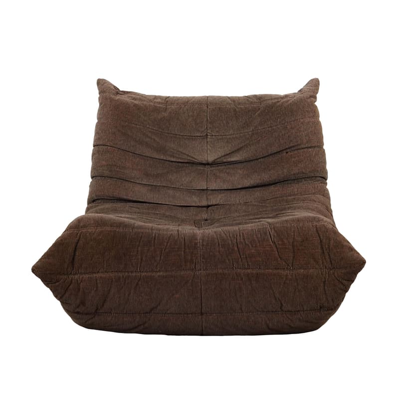 Fotel Togo, sztruks brązowy, proj. M. Ducaroy, Ligne Roset, Francja, lata 70.