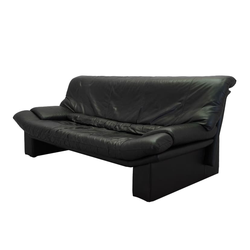 Sofa, black leather, Italy, 1960s.