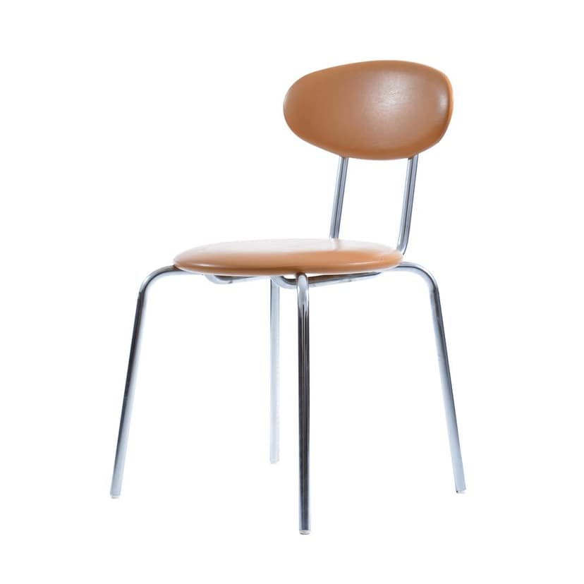 Chair, beige faux leather, chrome, Kovona, Czechoslovakia, 1970s.