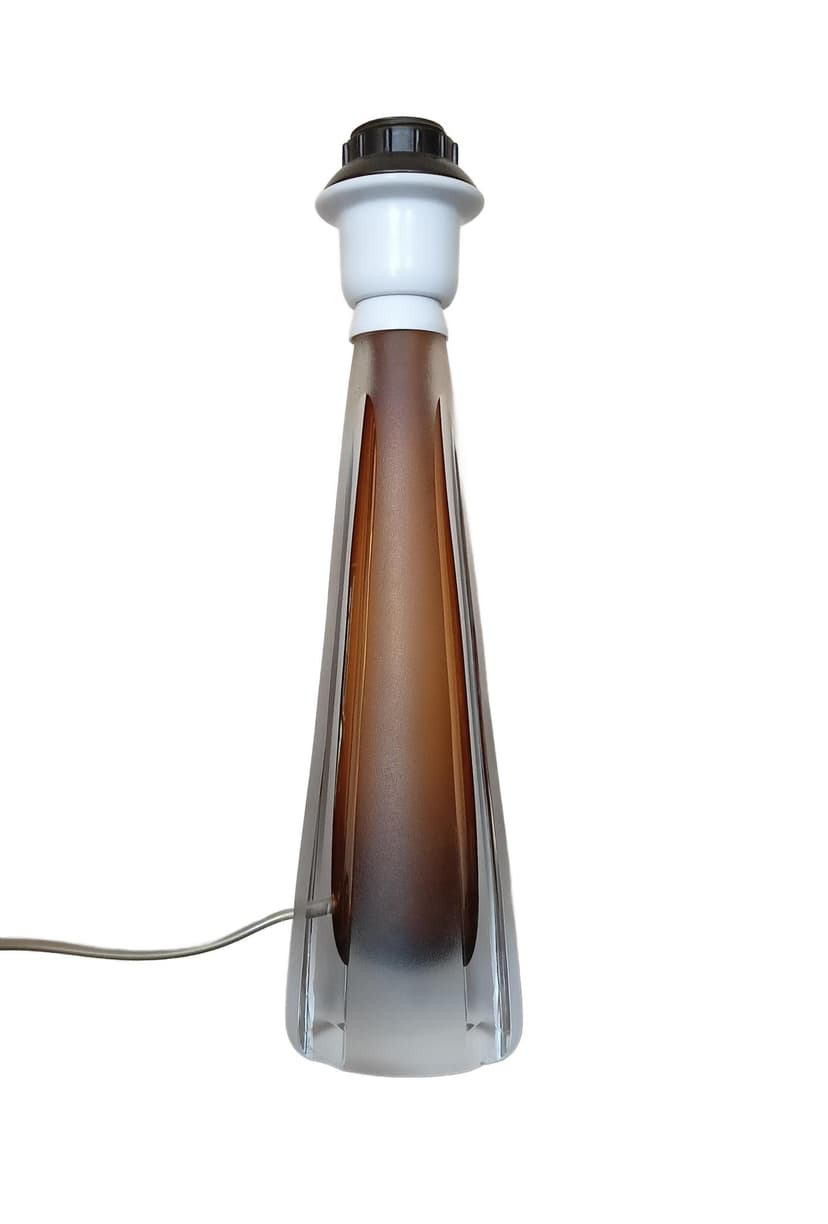 Lampa stołowa, transparentne szkło bursztynowe, Szwecja, lata 70.