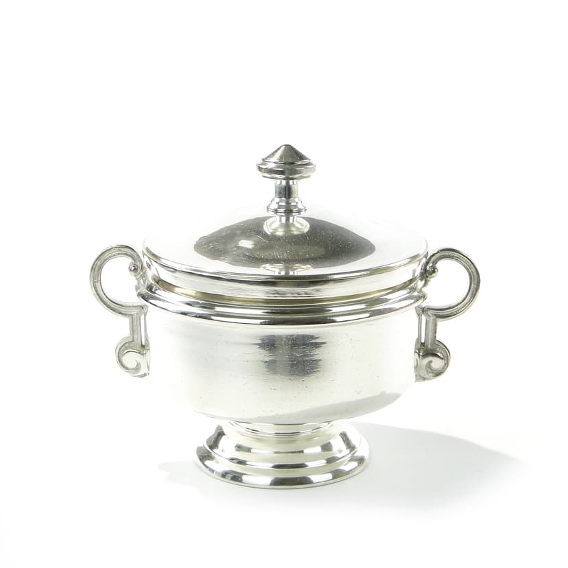 Sugar Bowl, Historicist, silver, brass, Fraget, Poland, early 20th c.