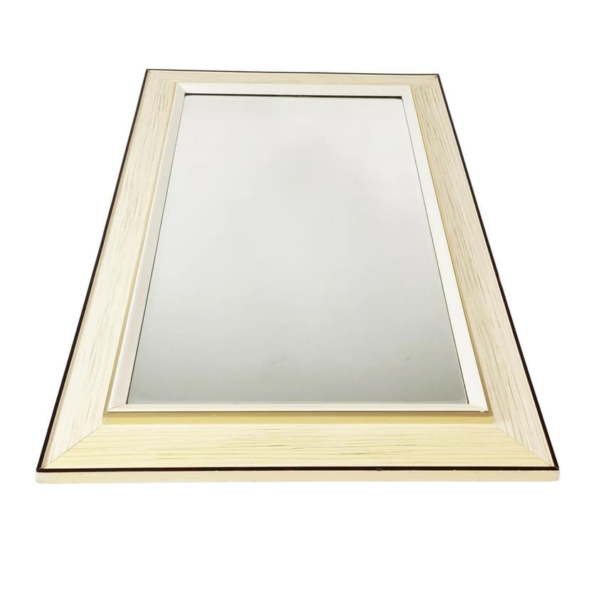 Rectangular wall mirror, beige wood, glass, Germany, 1960s.