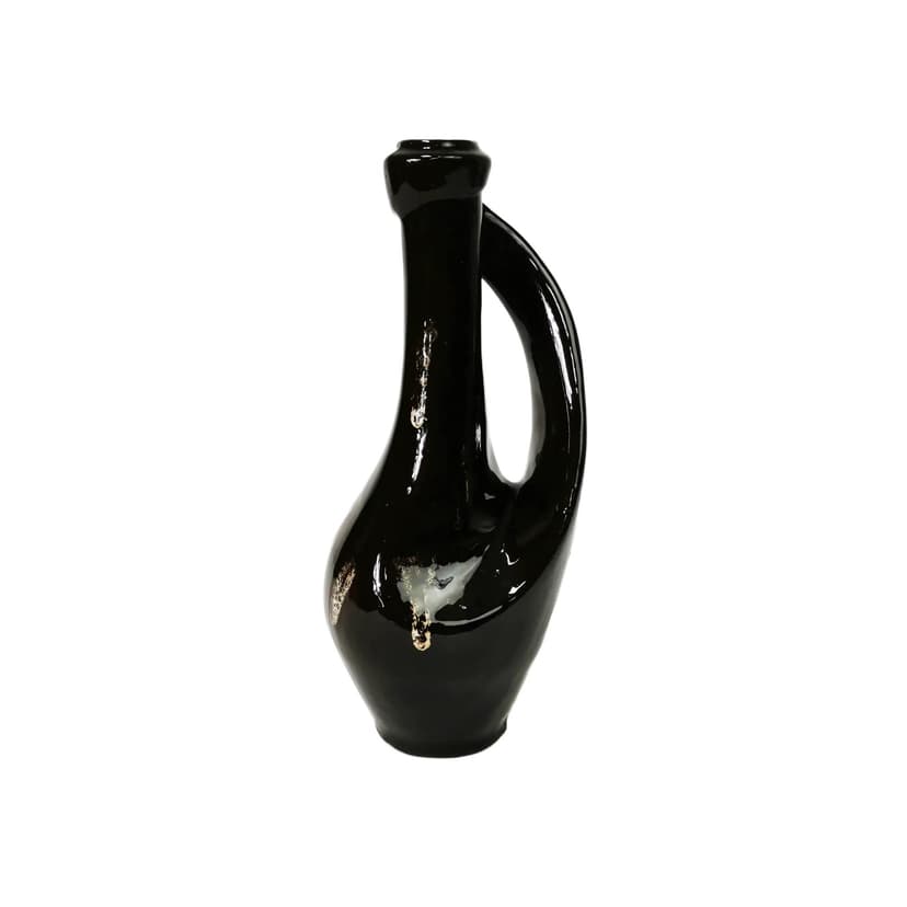 Vase-bottle, black, ceramics, Poland, 1960s