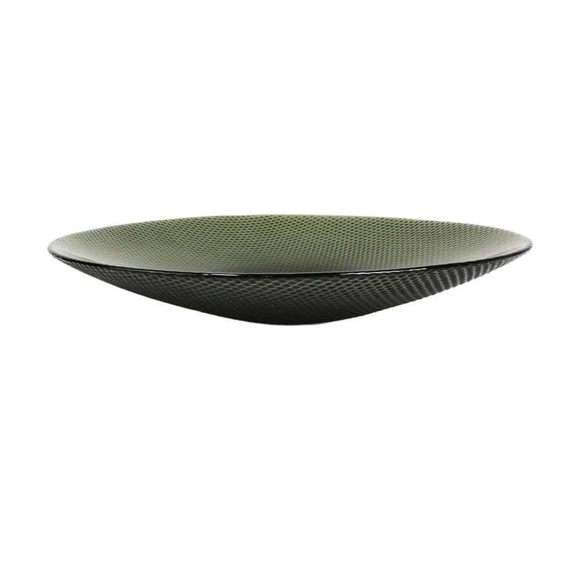 Centerpiece bowl, green glass, by T. Jorgenson, Helmegaard Glasvaerk, Denmark, 1980s.