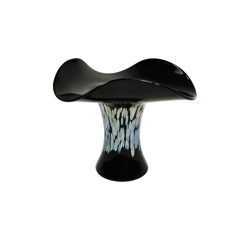Vase, iridescent black glass, by E. Eisch, Germany, 1970s.