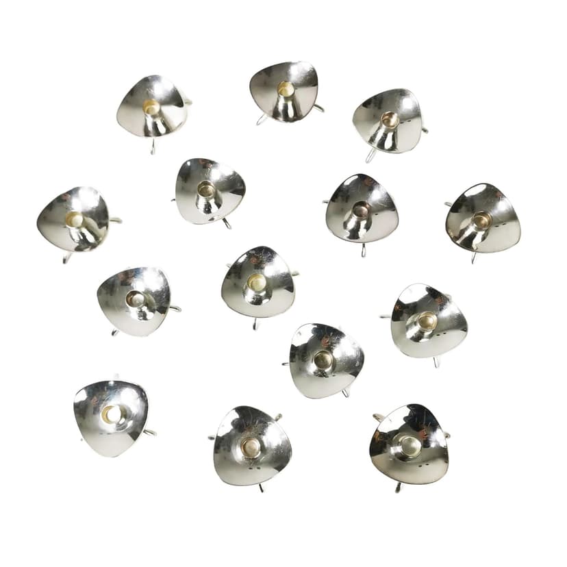 Set of fourteen candlesticks, silver, silver-plated metal, by C. Gohr, Atla, Denmark, 1960s.