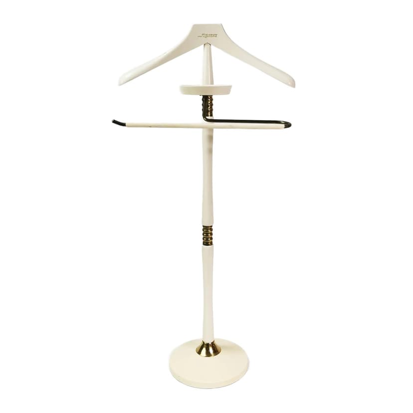 Valet stand, beige, beech, brass, Germany, 1960s.