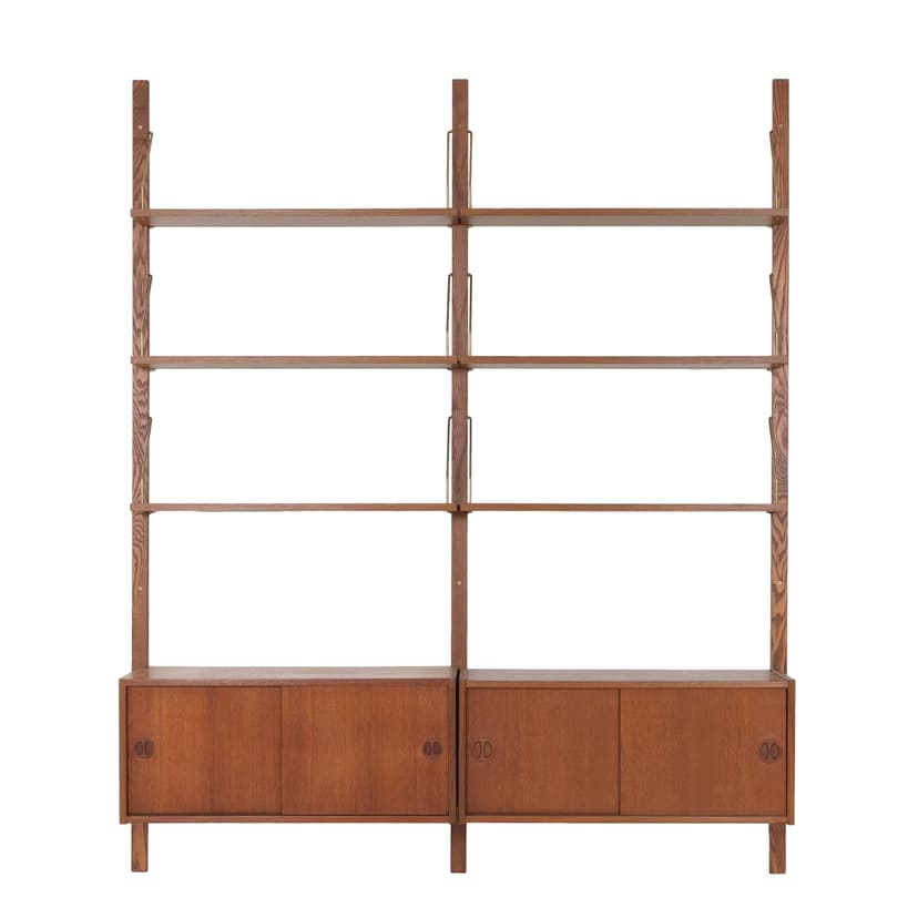 Regał systemowy, brązowy, teak metal, Dania, lata 60.