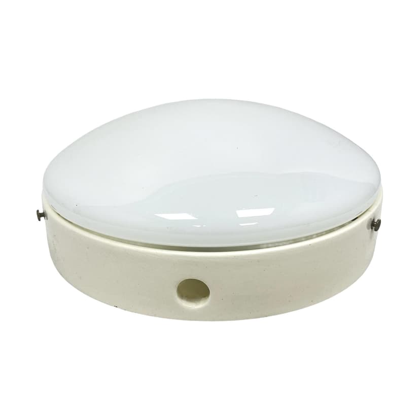 Flush Mount, white, porcelain glass, Zakłady Sprzętu Oświetleniowego Zaos, Poland, 1960s.