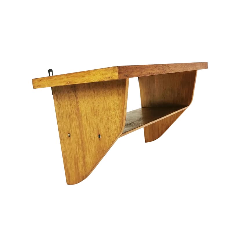 Wall shelf, brown beech, Germany, 1960s.