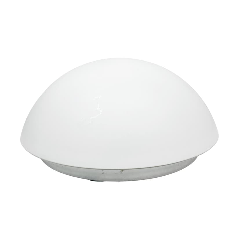 Flush Mount 71207, white opaline glass, silver metal, Peill & Putzler, Germany, 1980s.