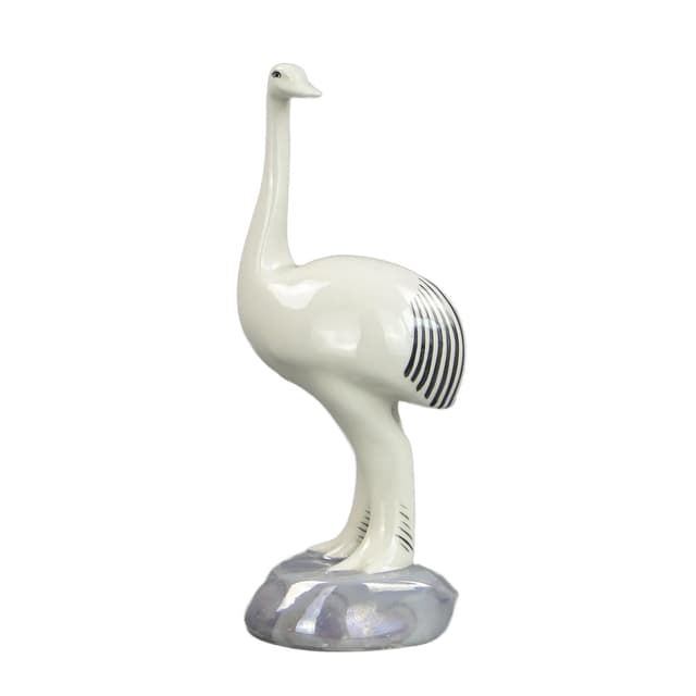 Ivory Porcelain Ostrich Figurine, by H. Orthwein, Poland, 1960s - DIMENSION