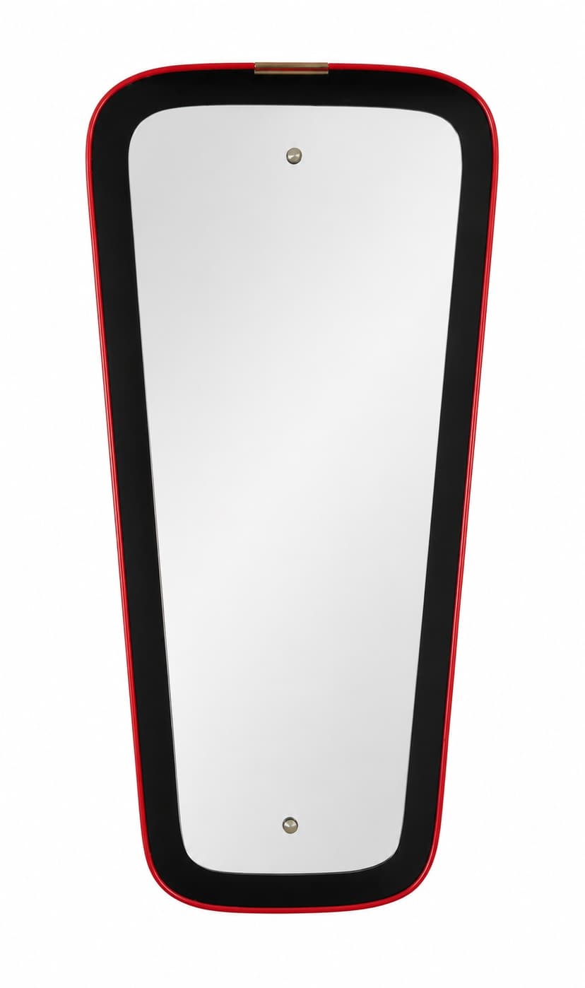 Mirror Rockabilly, black red gold metal, glass, Germany, 1960s.