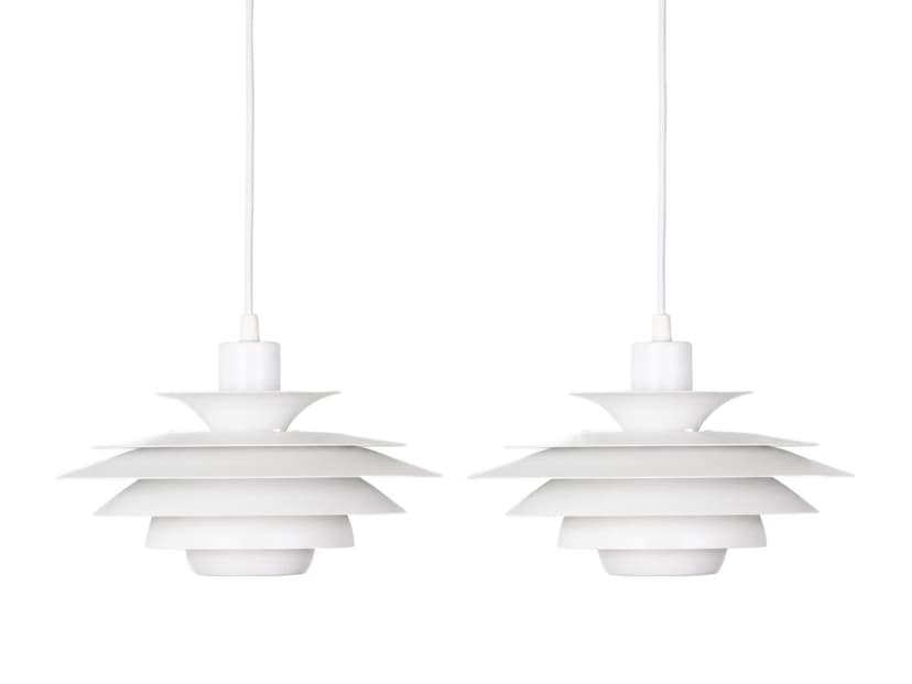 Para lamp wiszących Verona, aluminium biały, proj. K. Wiborg, Jeka, Dania, lata 80.