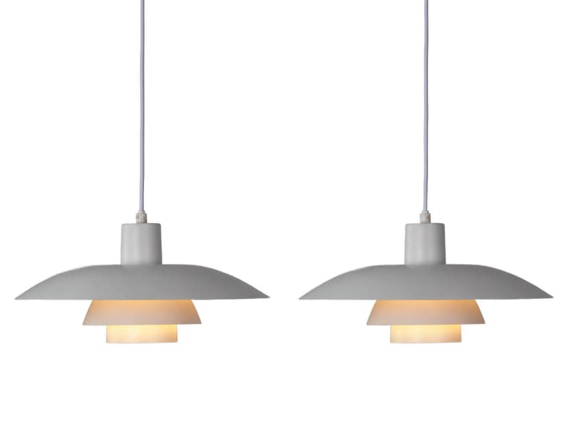 Para lamp wiszących PH 4/3, metal biały, proj. P. Henningsen, Louis Poulsen, Dania, lata 60.