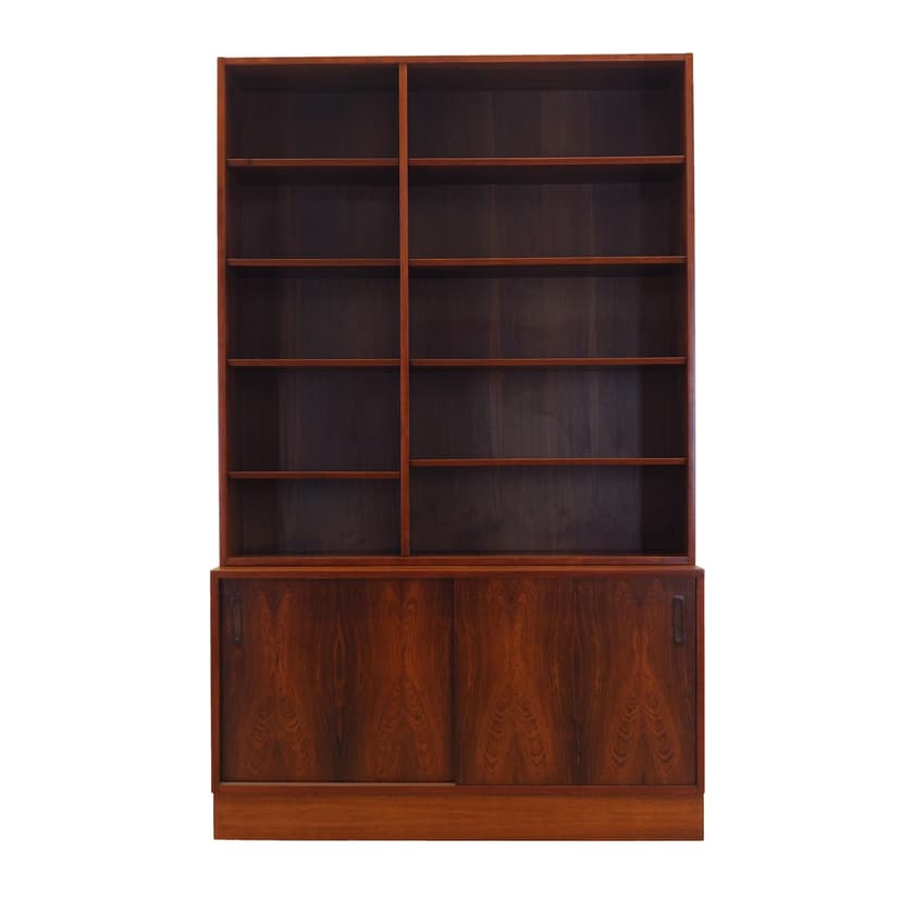 Bookcase, brown-red rosewood, Hundevad&Co., Denmark, 1970s.