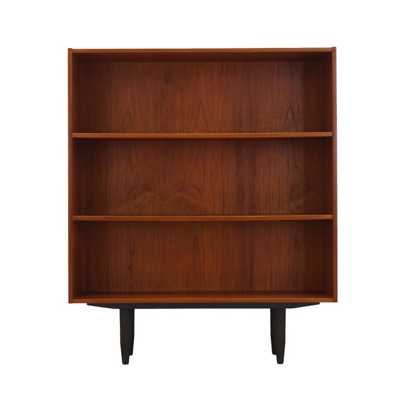 Shelving unit, brown teak, black wood, Denmark, 1970s.