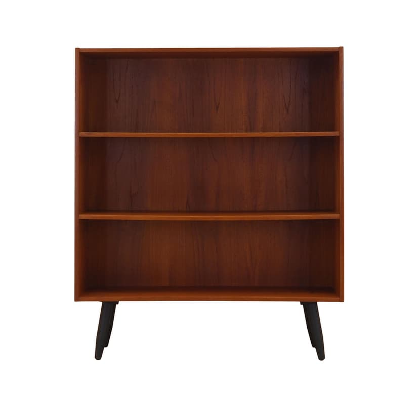 Bookcase, brown teak, black wood, Denmark, 1970s.