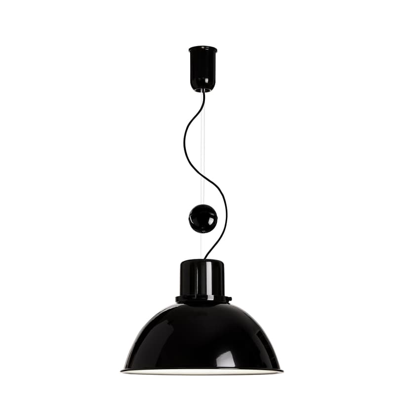 Pendant lamp Reflex Maxi with height adjustment black, powder-coated steel, TAR