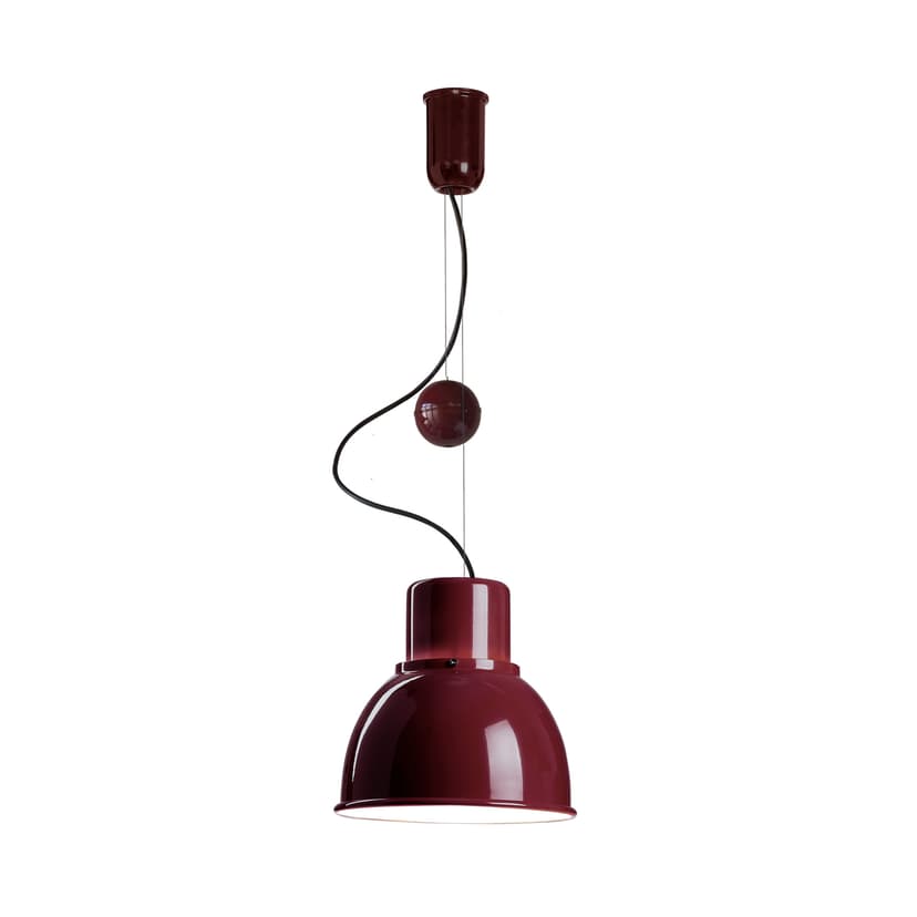 Pendant lamp Reflex Mini with height adjustment burgundy, powder-coated steel, TAR