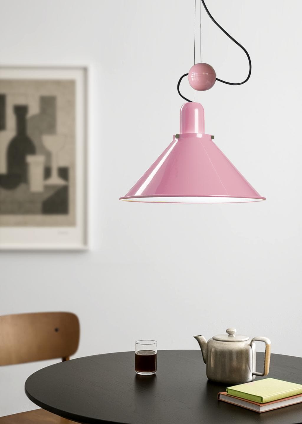 Lampa wisząca Reflex Stożek z regulacją wysokości różowa, stal, TAR - 344303