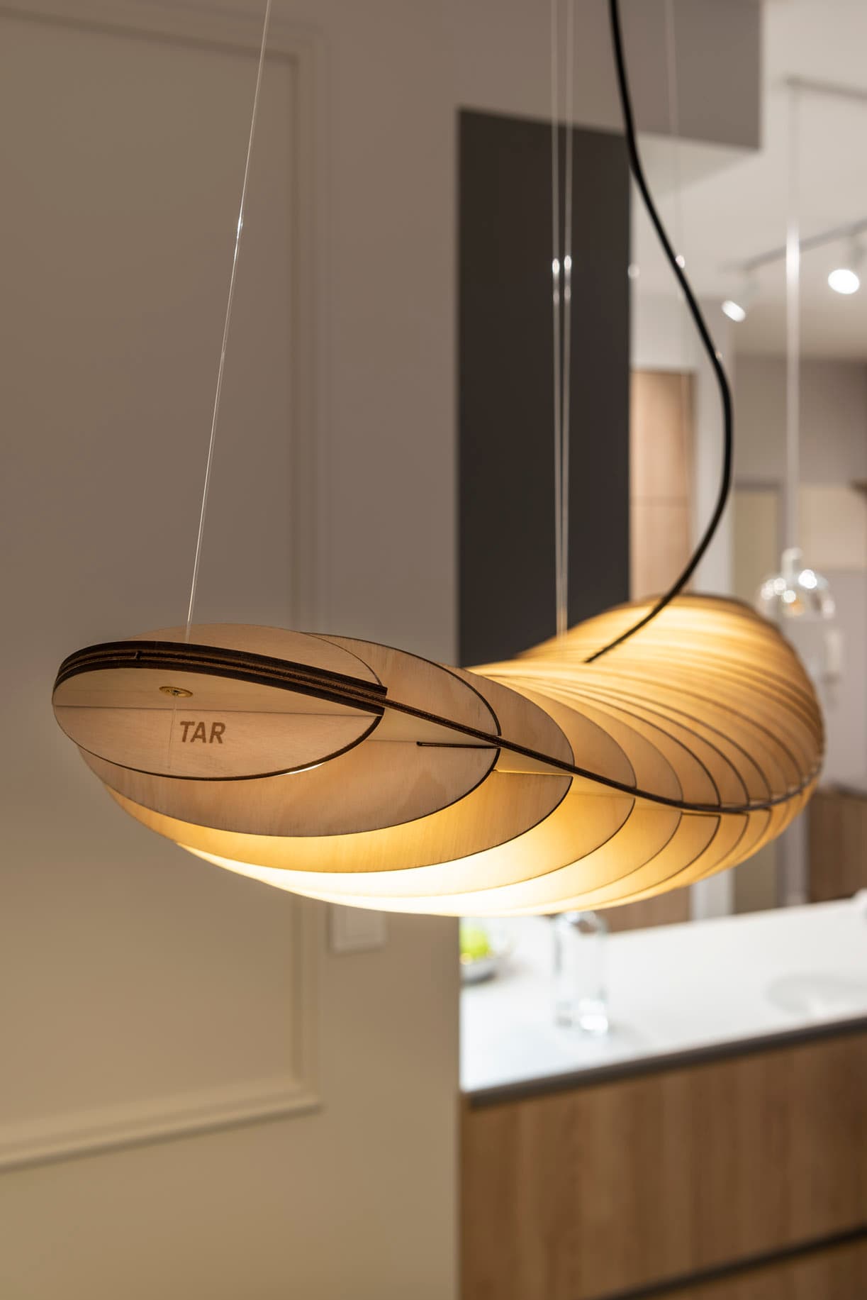 Lampa wisząca Zeppelin Led 90 cm ze ściemniaczem, brzoza naturalna, TAR - 344261