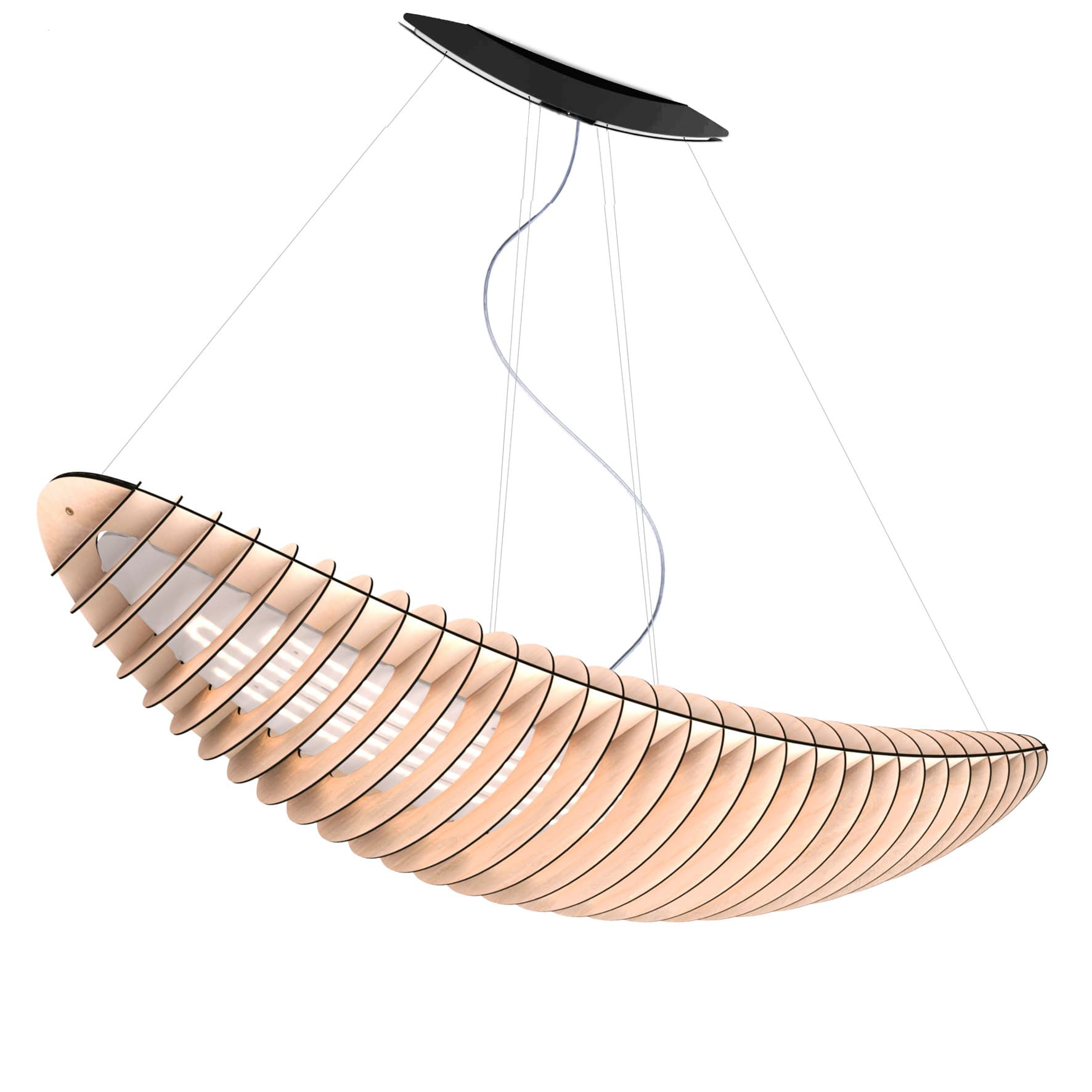 Lampa wisząca Zeppelin Led 150 cm ze ściemniaczem, brzoza naturalna, TAR
