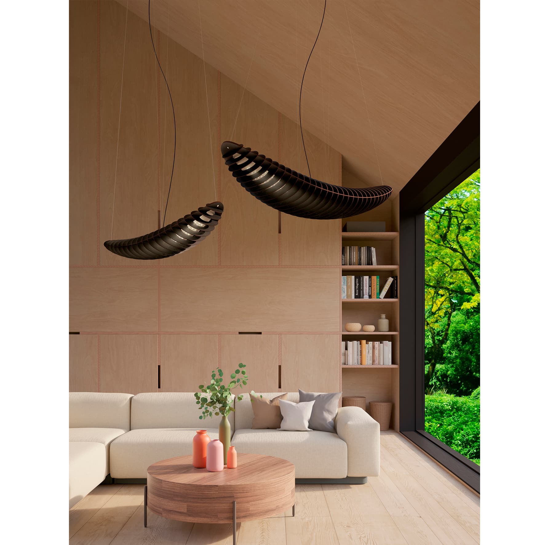 Lampa wisząca Zeppelin Led 150 cm ze ściemniaczem, brzoza naturalna, TAR - 345265