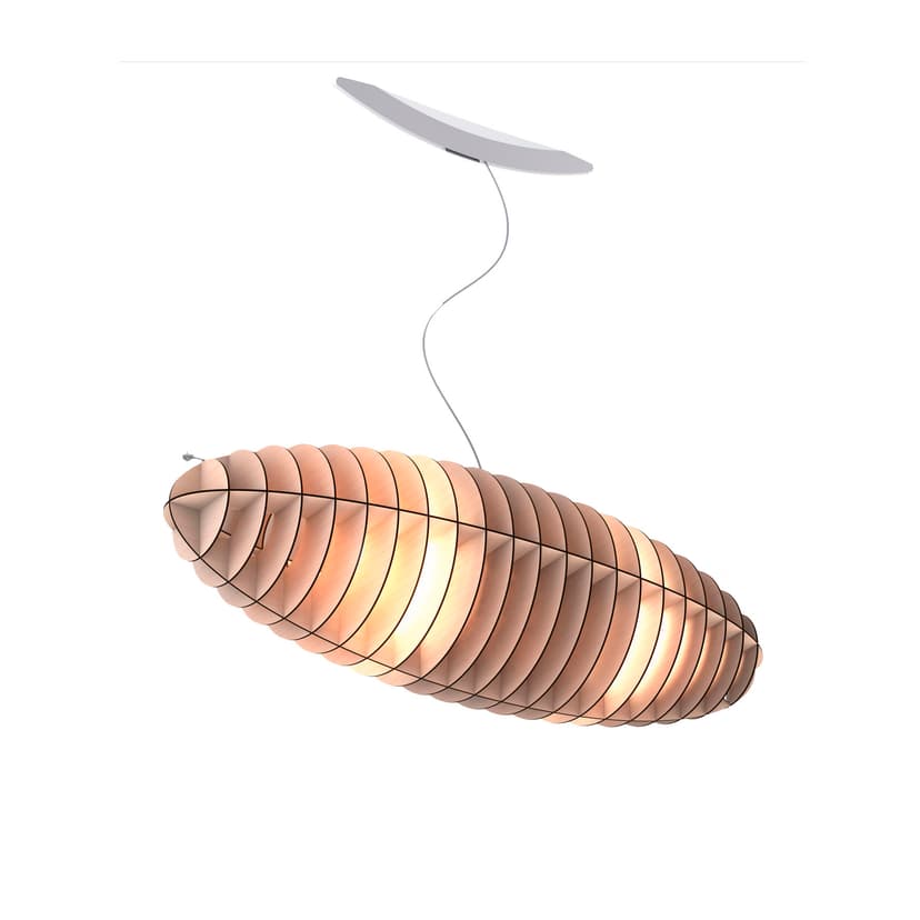 Pendant lamp Zeppelin Round 90 cm natural birch, TAR