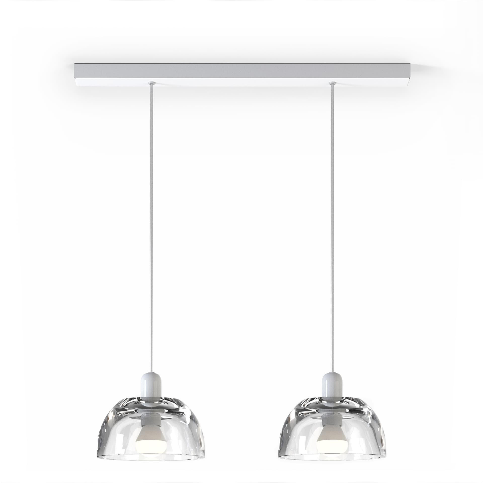 Double pendant lamp Avocado Pendant, transparent glass, white steel, TAR