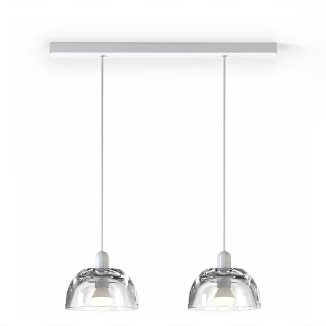 Double pendant lamp Avocado Pendant, transparent glass, white steel, TAR - DIMENSION
