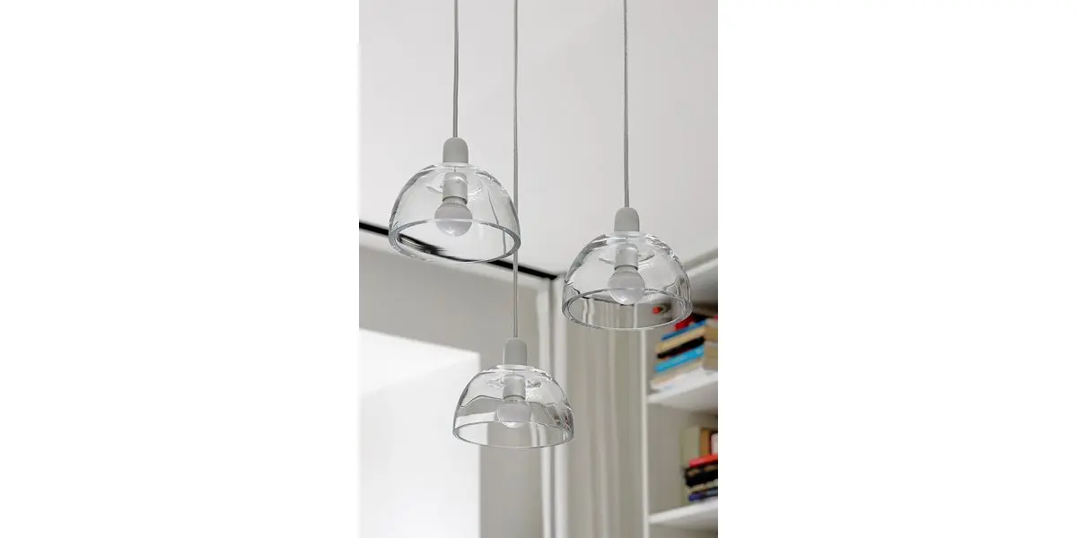 Triple pendant lamp Avocado Pendant, white, glass, steel, TAR - 344816