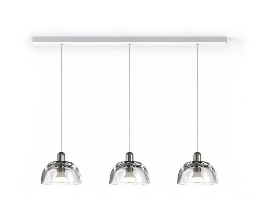 Triple pendant lamp Avocado Pendant, white, silver, glass, steel, TAR
