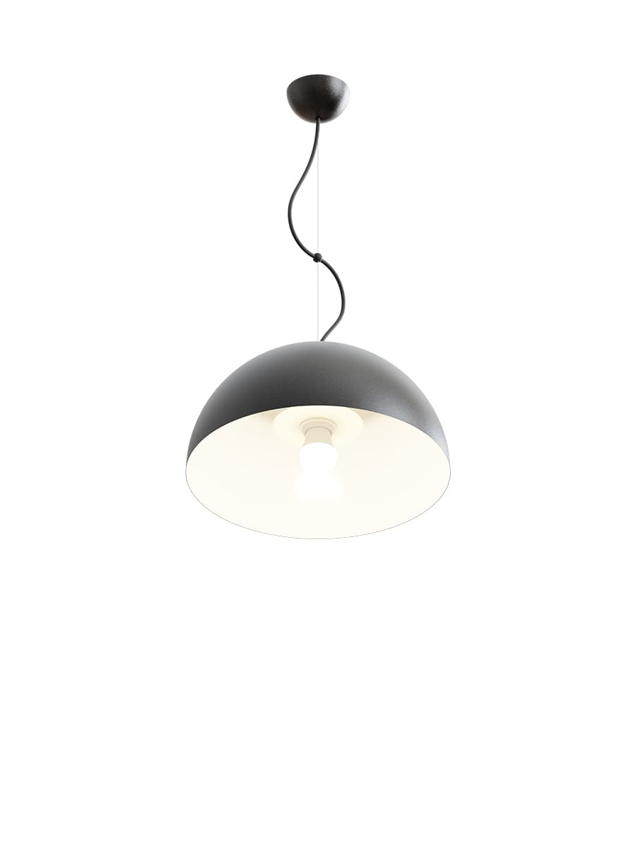 Pendant lamp Cocco Hemisfera ⌀40 black, white, steel, TAR - 344608