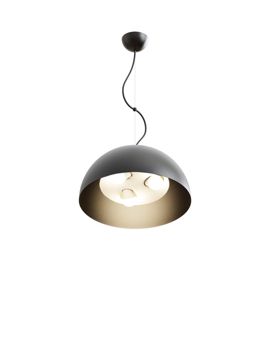 Pendant lamp Cocco Hemisfera triple ⌀40 grey, steel, TAR - 344605