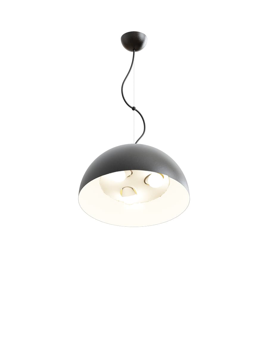 Pendant lamp Cocco Hemisfera triple ⌀40 black, white, TAR - 344603