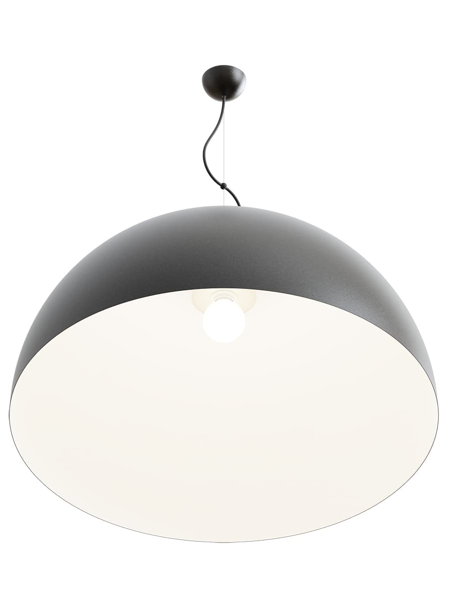Pendant lamp Cocco Hemisfera ⌀90 black, white, aluminium, TAR - 344582